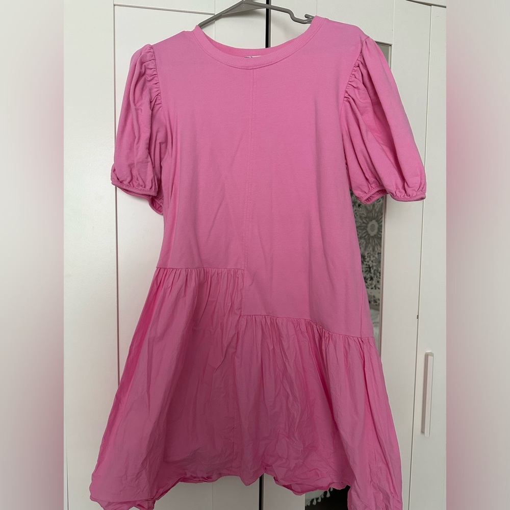 English Factory: English Factory Puff Shoulder Mixed Media Minidress